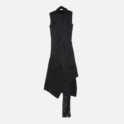 Acne Studios Draped Fringed Midi Dress In Black