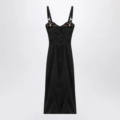 Dolce & Gabbana Satin Bustier Longuette Dress In Black