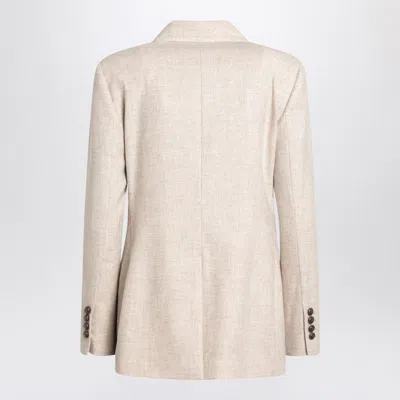 Brunello Cucinelli Beige Double-breasted Jacket In Wool And Cashmere Women In Neutral