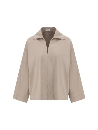 Brunello Cucinelli Women Wide Shirt In Neutral