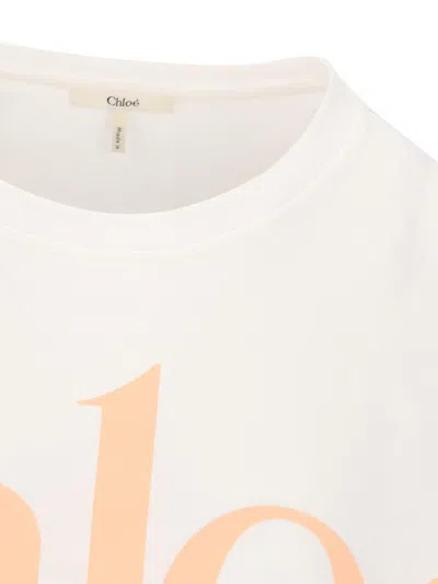 Chloé Cropped Printed Cotton-jersey T-shirt In White