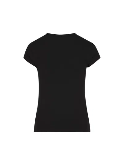 Diesel T-angie Black Crewneck T-shirt With Oval D Logo Embroidery On The Front In Cotton Stretch Woman