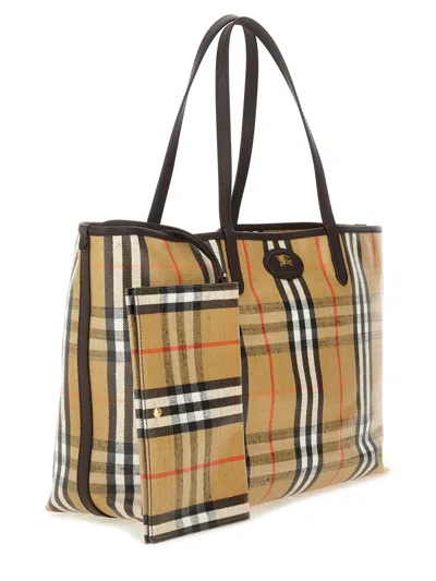 Burberry Womens Highlands Medium Cotton-blend Tote Bag Sand