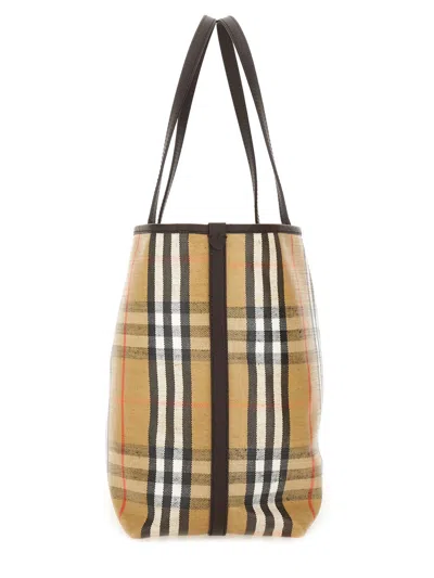 Burberry Womens Highlands Medium Cotton-blend Tote Bag Sand