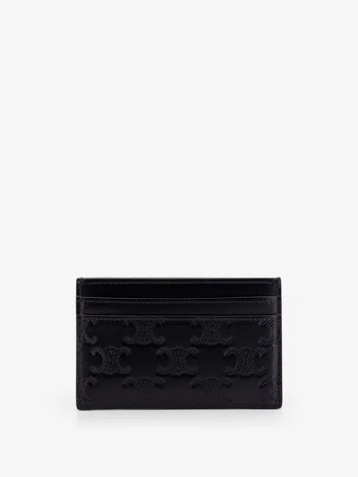 Celine Men Leather Cardholder With All-over Triomphe Logo