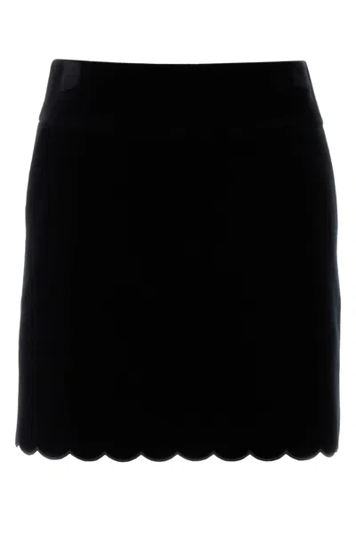 Chloé Velvet Scallop-rimmed Mini Skirt In Black