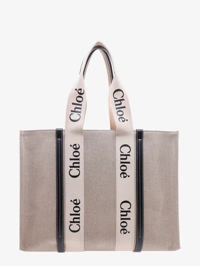 Chloé Chloe' Women Linen Shoulder Bag With Logo Print. This Bag Is Made With Lower Environmental Impact Ma