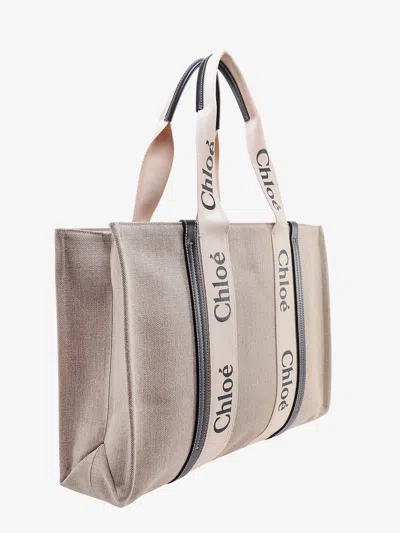 Chloé Chloe' Women Linen Shoulder Bag With Logo Print. This Bag Is Made With Lower Environmental Impact Ma