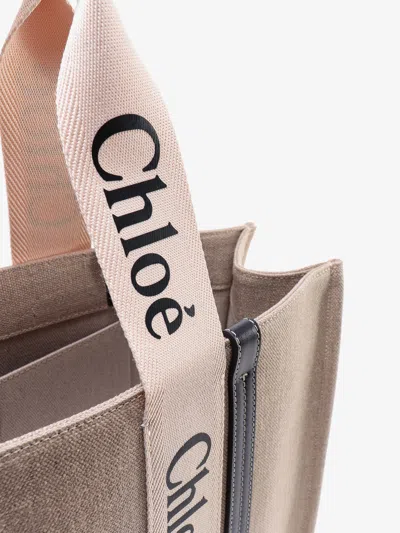 Chloé Chloe' Women Linen Shoulder Bag With Logo Print. This Bag Is Made With Lower Environmental Impact Ma
