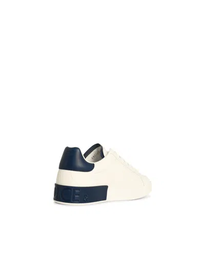 Dolce & Gabbana White Leather Portofino Sneakers In White