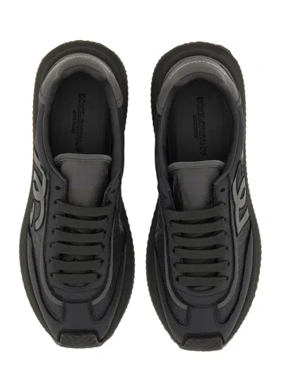 Dolce & Gabbana Dg Cushion Leather Blend Sneaker In Black