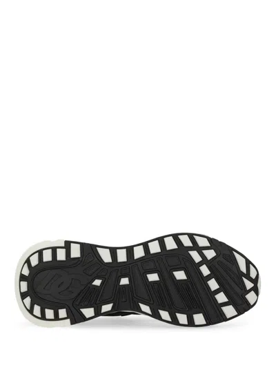 Dolce & Gabbana Panelled Leather Sneakers With Iconic Logo Patch In Black
