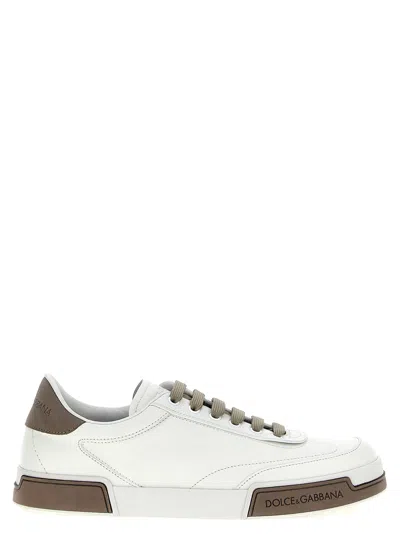 Dolce & Gabbana Portofino Yatch Sneakers In Calfskin Color White And Dove Grey In White
