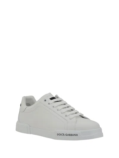 Dolce & Gabbana Portofino Nappa Sneakers Shoes In White
