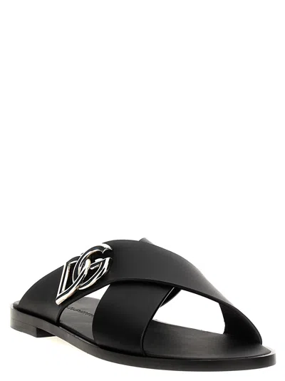 Dolce & Gabbana Leather Sandal In Black