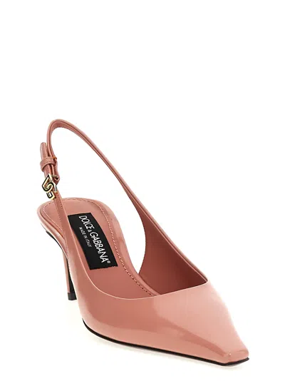 Dolce & Gabbana Mun 90 Polished Leather Slingback Pumps In Pink