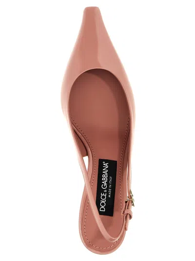 Dolce & Gabbana Mun 90 Polished Leather Slingback Pumps In Pink