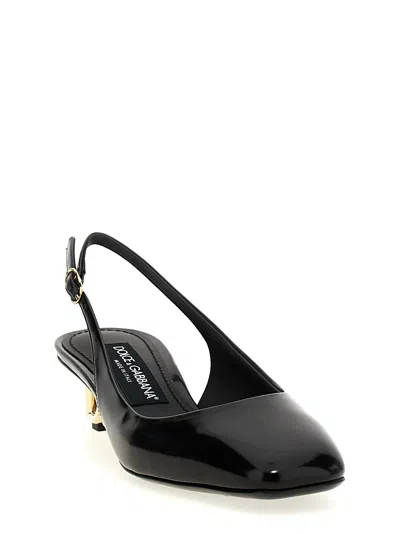 Dolce & Gabbana Leather Slingback Pumps With Logo