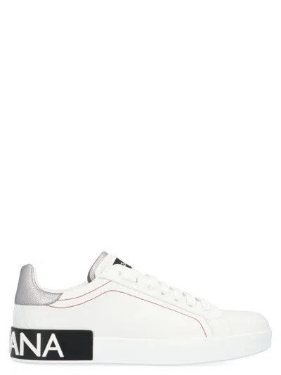 Dolce & Gabbana Women Portofino White Leather Sneakers With Logo