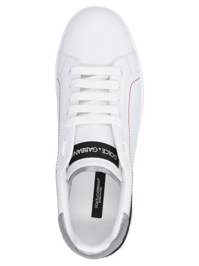 Dolce & Gabbana Women Portofino White Leather Sneakers With Logo