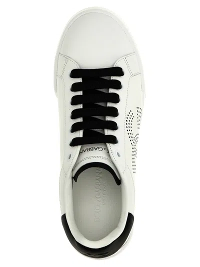 Dolce & Gabbana 'portofino Light' White Sneakers With Perforated Logo On The Side And Logo Patch On The Tongue