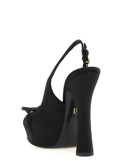 Dolce & Gabbana 105mm Satin Platform Slingback Heels In Black