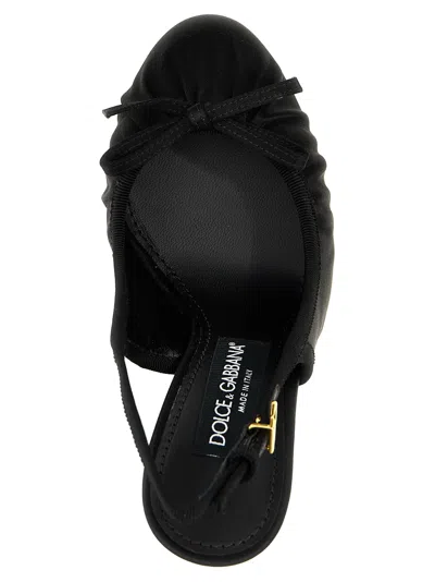 Dolce & Gabbana 105mm Satin Platform Slingback Heels In Black