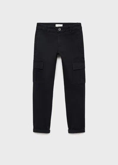 Mango Cotton Cargo Trousers Black In Black
