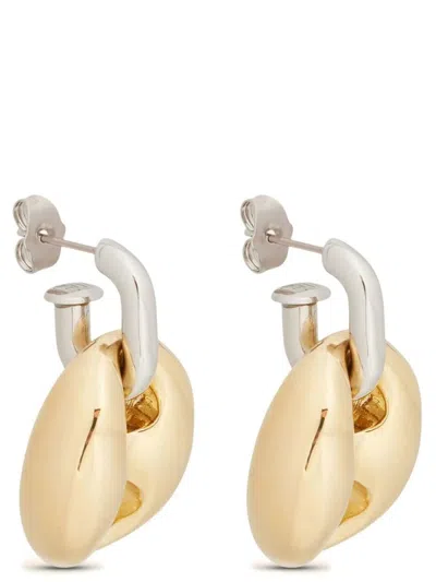 Rabanne Silver And Gold Xtra Eight Dang Earrings With Pressure Closure In Brass And Aluminum Woman
