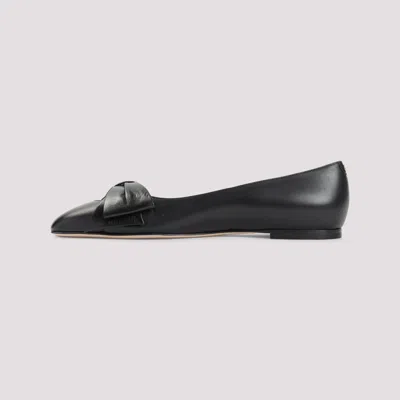 Valentino Leather Ballerinas With Iconic Bow Detail In Black