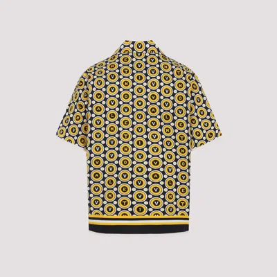Valentino Bowling Shirt With Bulles Royales Print In Yellow