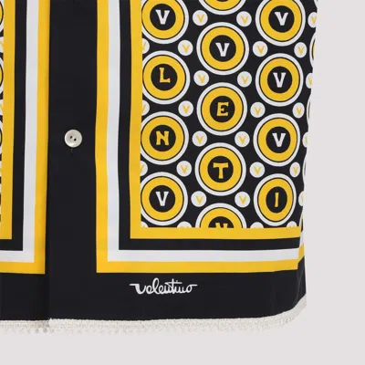 Valentino Bowling Shirt With Bulles Royales Print In Yellow
