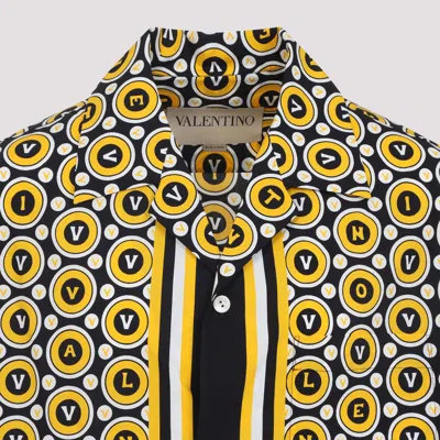 Valentino Bowling Shirt With Bulles Royales Print In Yellow