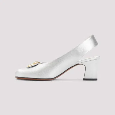 Valentino Block Heel Embellished Slingback Square Toe Pumps
