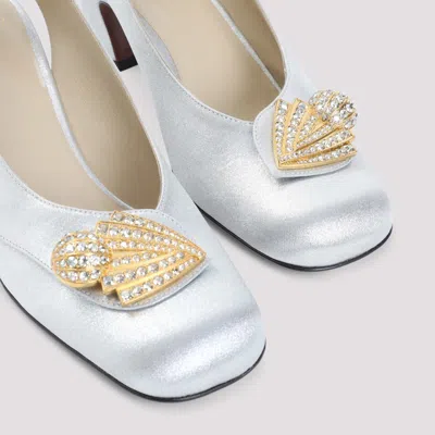 Valentino Block Heel Embellished Slingback Square Toe Pumps