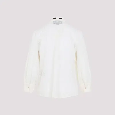 Valentino Daisy Polka-dot Sangallo Button-down Shirt In Neutral