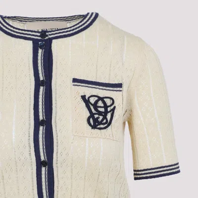 Valentino Embroidered Cardigan With Chest Pocket And Short Sleeves In Neutral