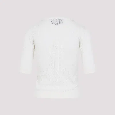 Valentino Bow-embellished Knitted Top In White