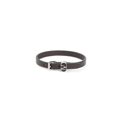 Valentino Ovalette Leather Bracelet In Burgundy