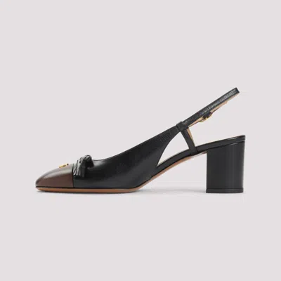 Valentino Valet Du Roi Vlogo Leather Slingback Pumps In Black