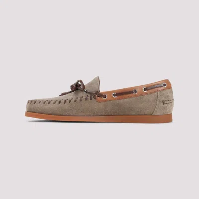 Valentino Palm Avenue Suede And Leather Loafers In Brown