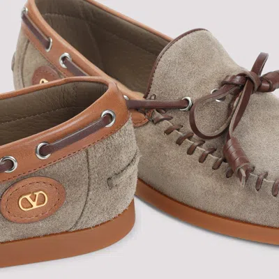 Valentino Palm Avenue Suede And Leather Loafers In Brown