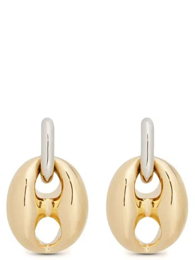 Rabanne Silver And Gold Xtra Eight Dang Earrings With Pressure Closure In Brass And Aluminum Woman