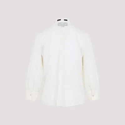 Valentino Daisy Polka-dot Sangallo Button-down Shirt In Neutral