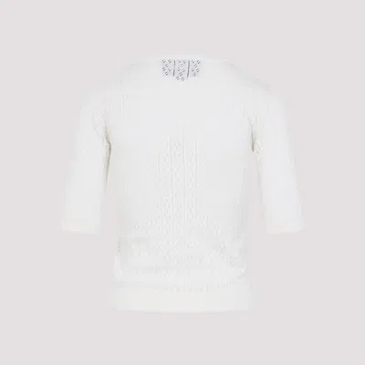Valentino Bow-embellished Knitted Top In White