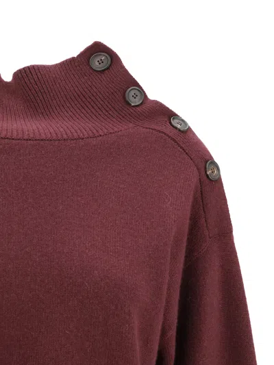 Brunello Cucinelli Cashmere Cropped High-neck Sweater In Red