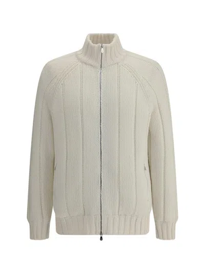 Brunello Cucinelli Cashmere Knitwear Ribbed Collar In White