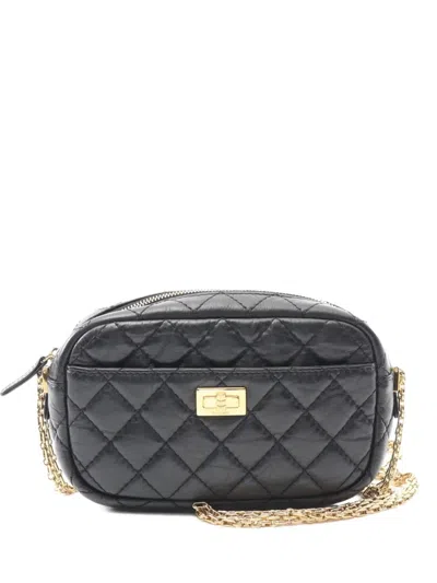Pre-owned Chanel 2019 2.55 Chevron V-stitch Shoulder Bag In Black