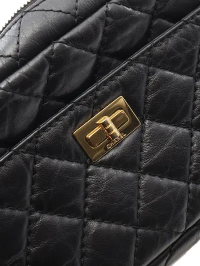Pre-owned Chanel 2019 2.55 Chevron V-stitch Shoulder Bag In Black