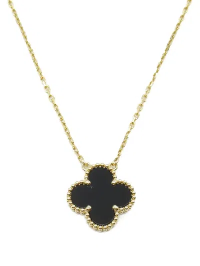 Pre-owned Van Cleef & Arpels 2010s 18k Yellow Gold Alhambra Onyx Necklace